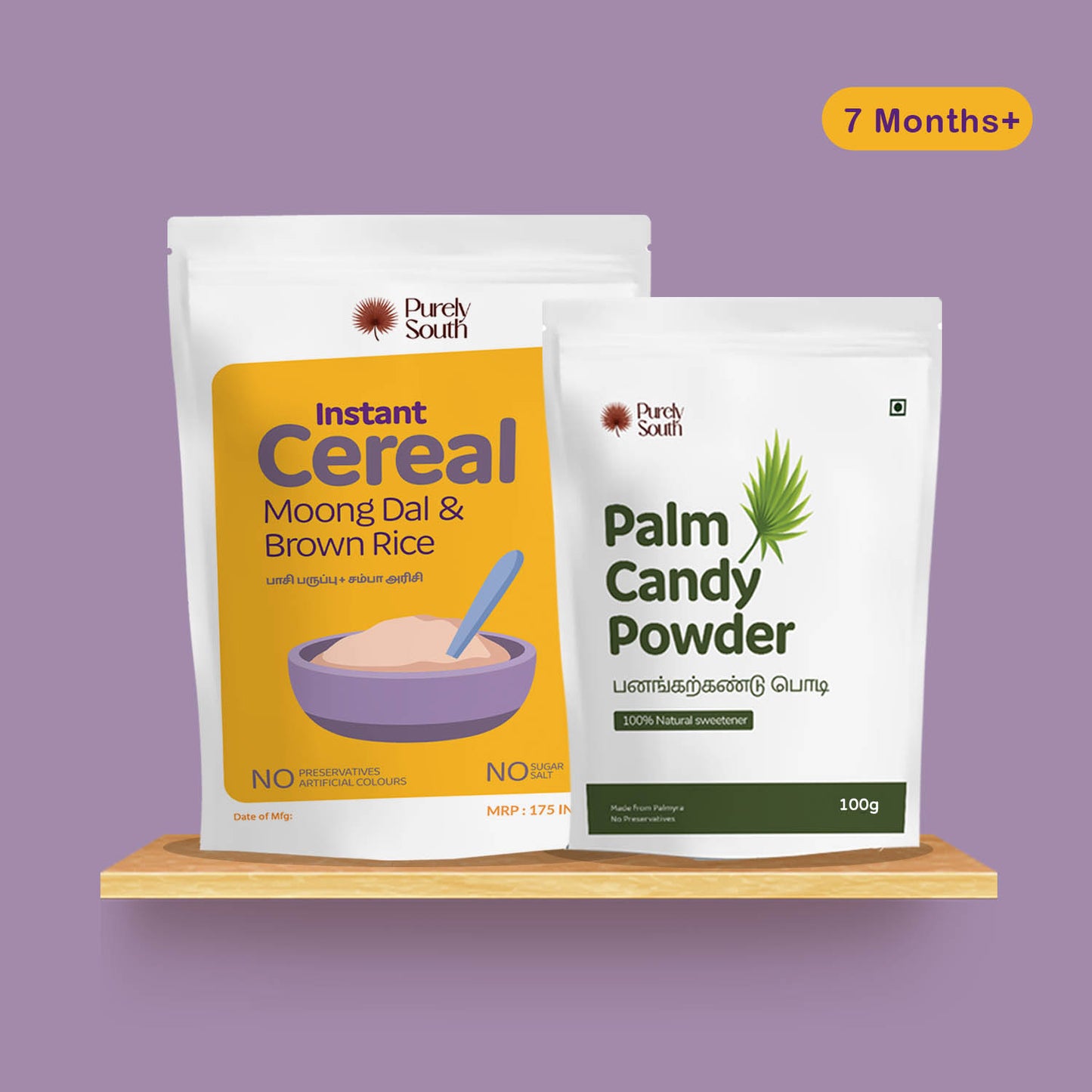Moong Dal & Brown Rice Instant Cereal + Palm Candy Powder Combo
