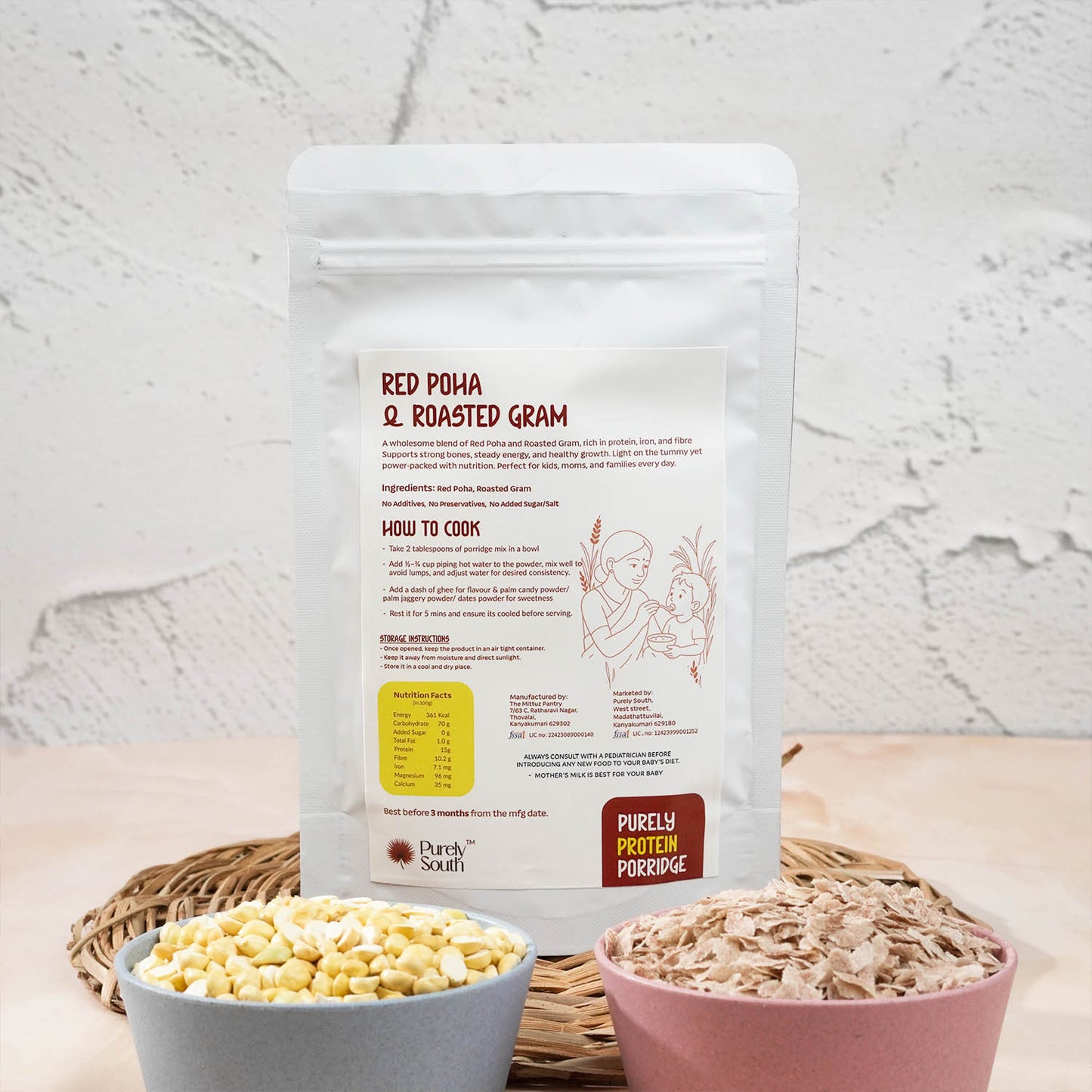 Red Poha & Roasted Gram Instant Cereal - Protein & Iron Rich Superfood