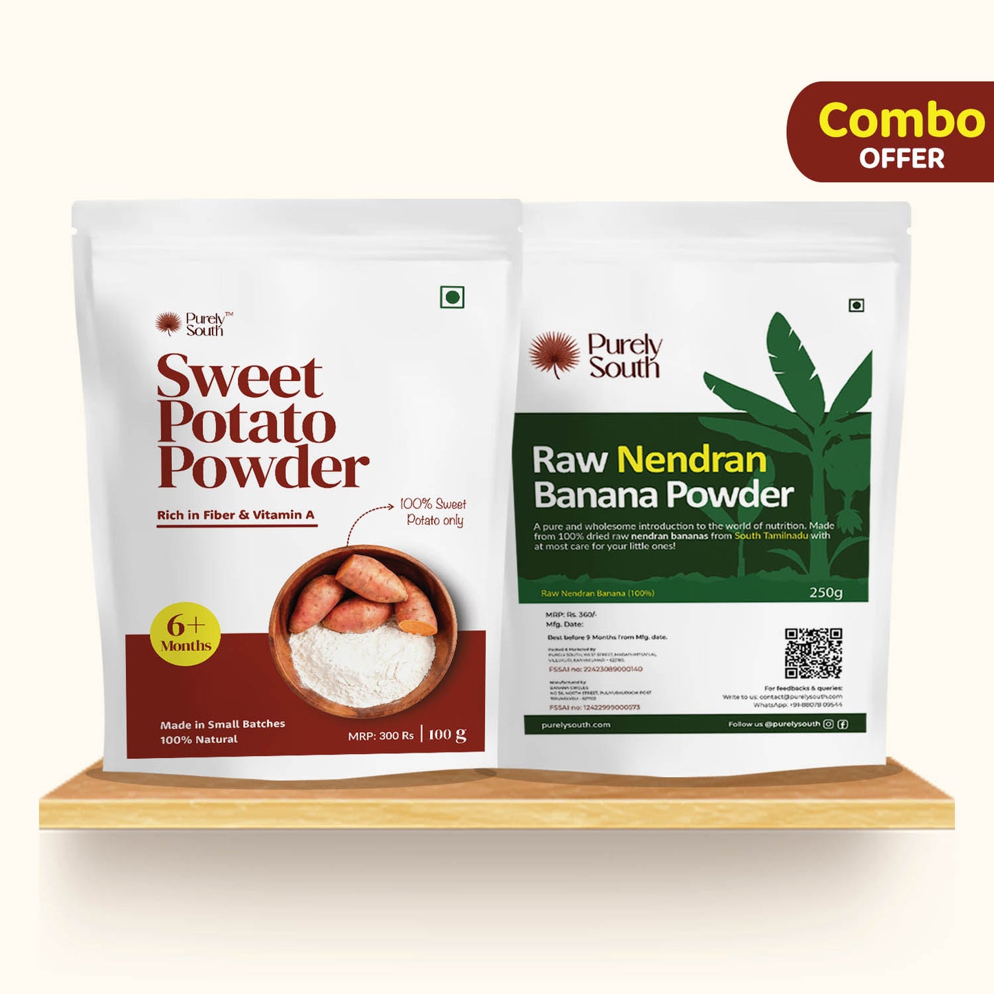 Raw Nendran Banana Powder & Sprouted Ragi Powder - Baby Growth Combo
