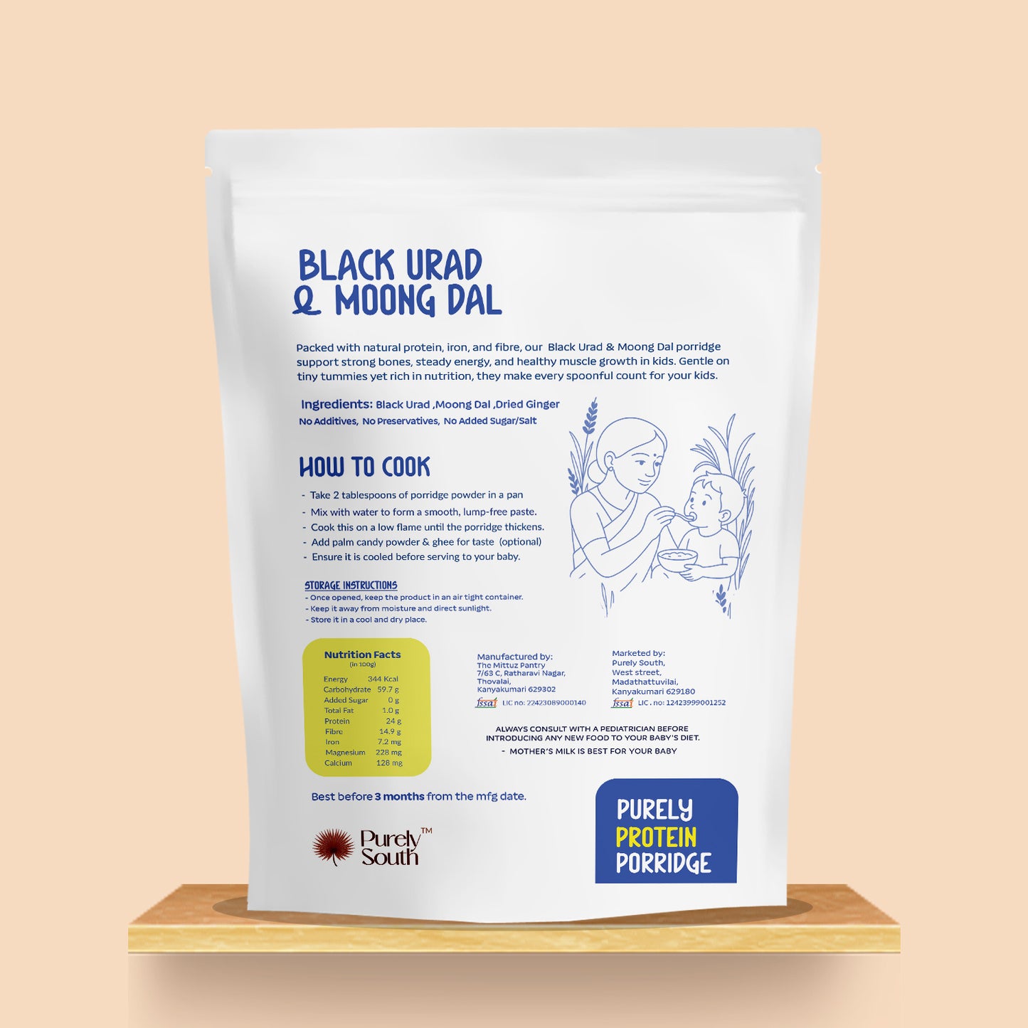 Black Urad Dal & Moong Dal Porridge Mix -  Protein Rich Superfood