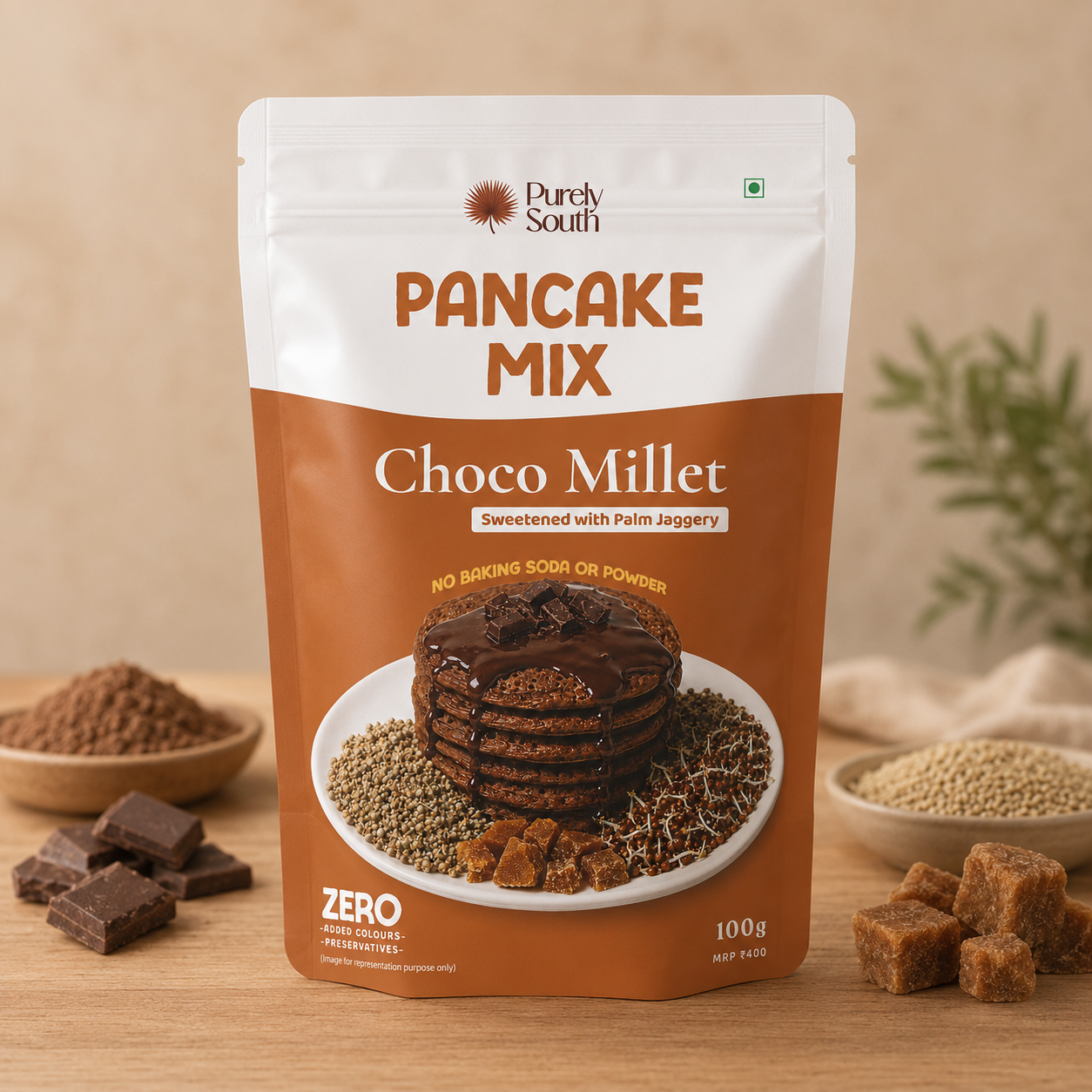 Millet Chocolate Pancake Mix - Made with Real Cocoa (For 1+ Years)