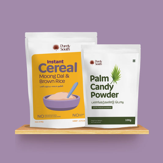 Moong Dal & Brown Rice Instant Cereal  + Palm Candy Powder Combo