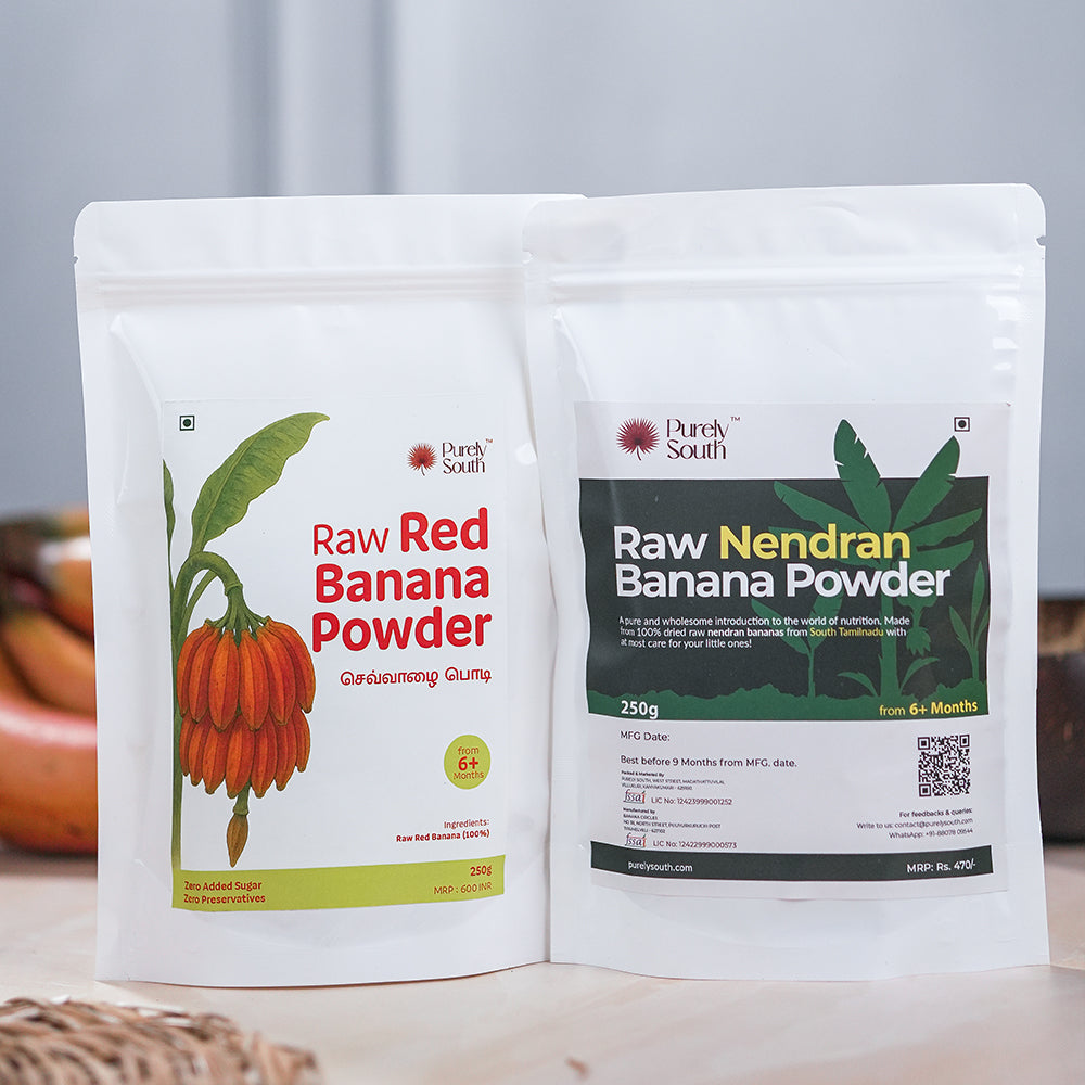 Raw Nendran Banana  Powder 250g + Sprouted Ragi Powder 250g Combo