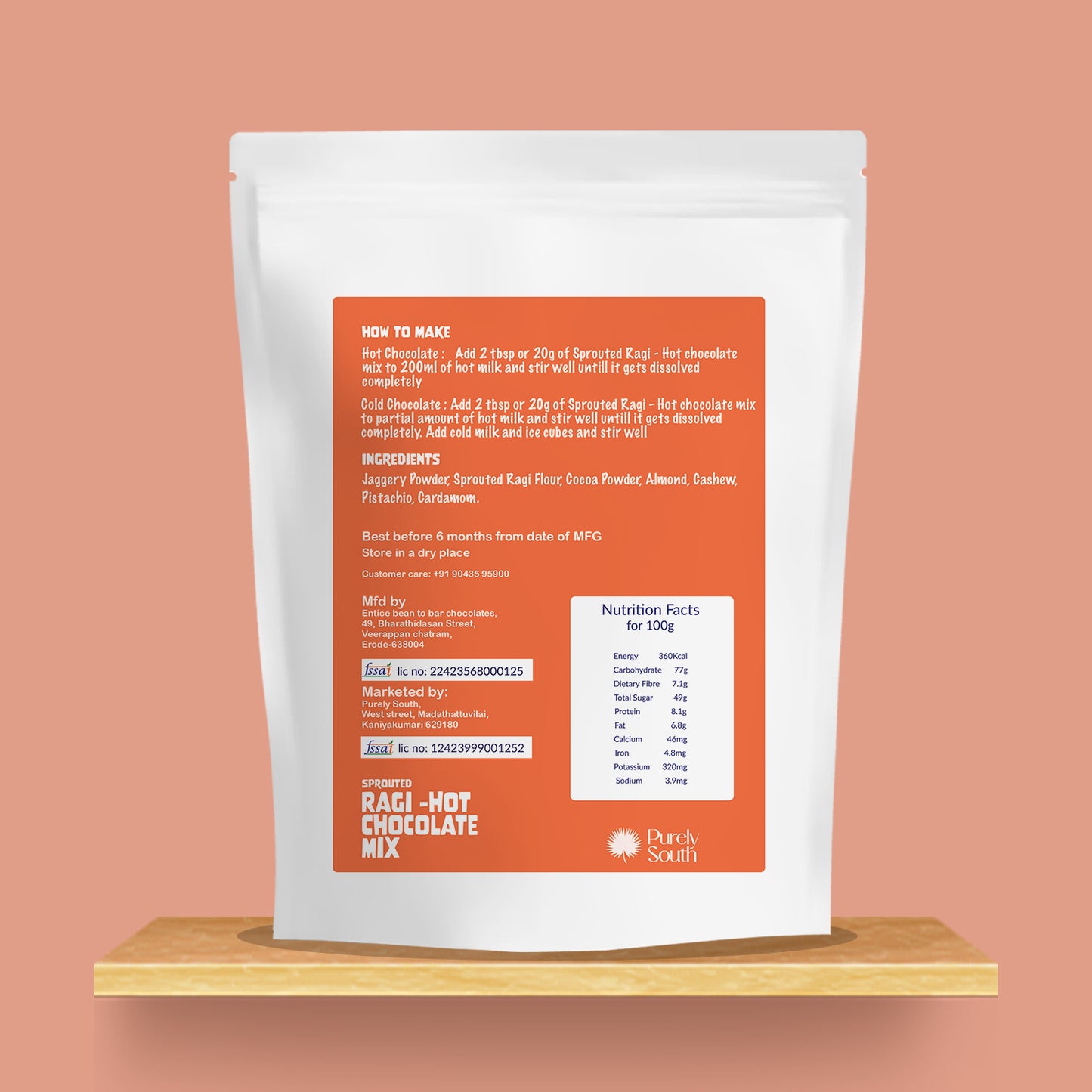 Sprouted Ragi Hot Chocolate Mix - Packed with Natural Calcium & Iron