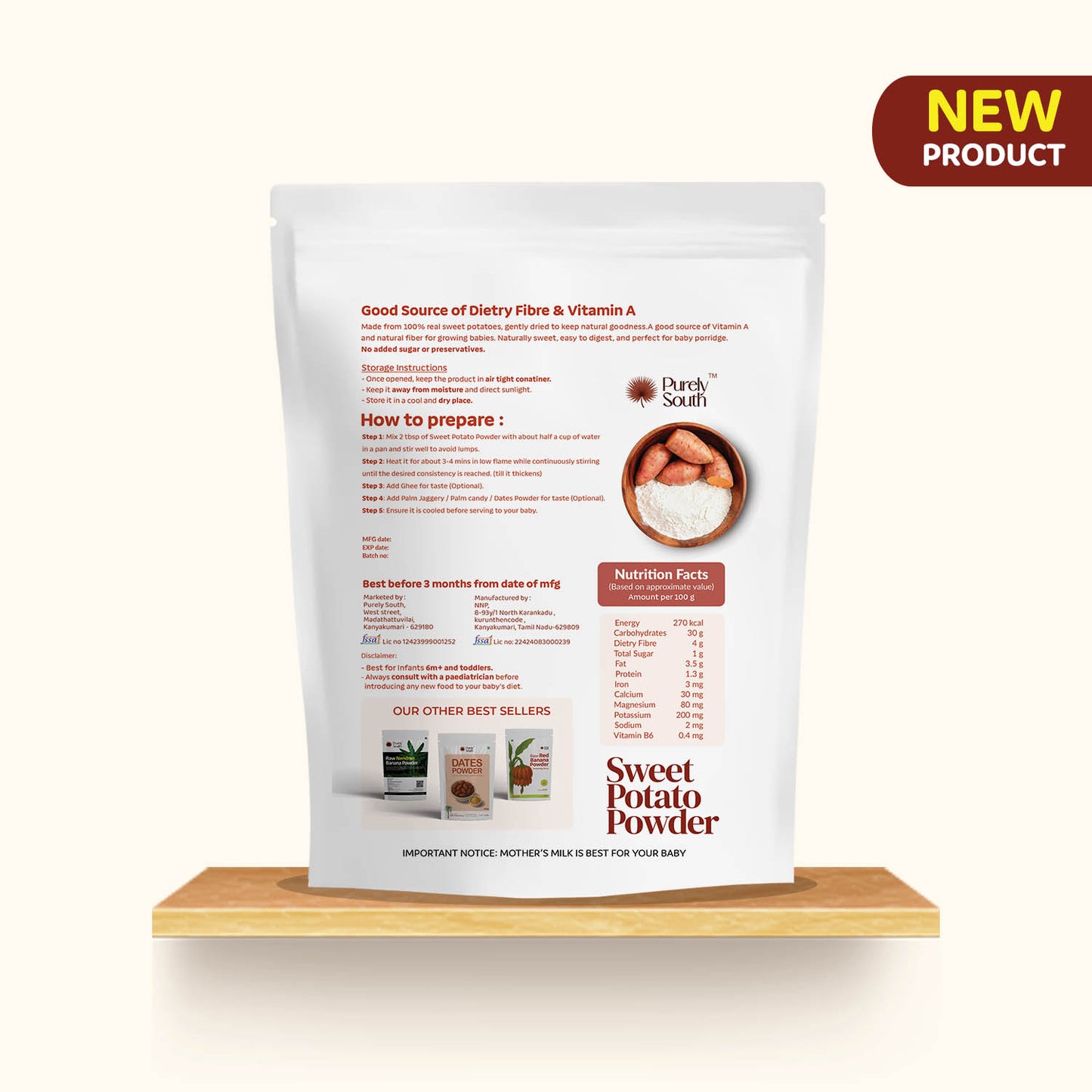 Sweet Potato Powder - Rich in fibre & Support Weight Gain